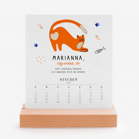 Personalizowany kalendarz biurkowy dla dzieci KOTKI