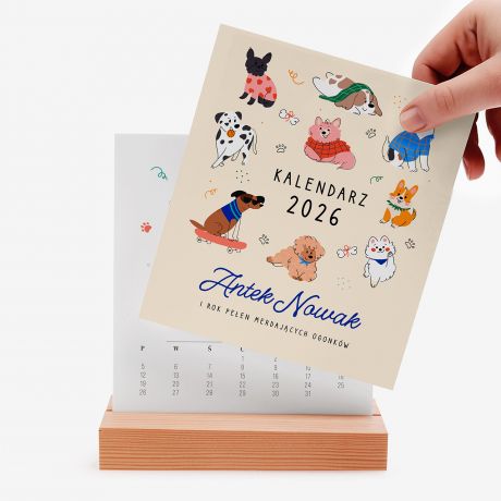 Personalizowany kalendarz biurkowy dla dzieci PIESKI