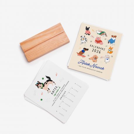 Personalizowany kalendarz biurkowy dla dzieci PIESKI