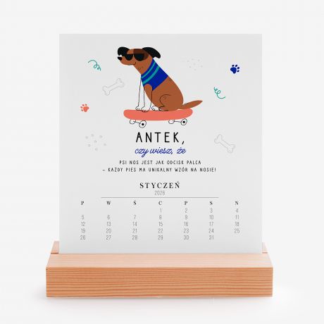 Personalizowany kalendarz biurkowy dla dzieci PIESKI