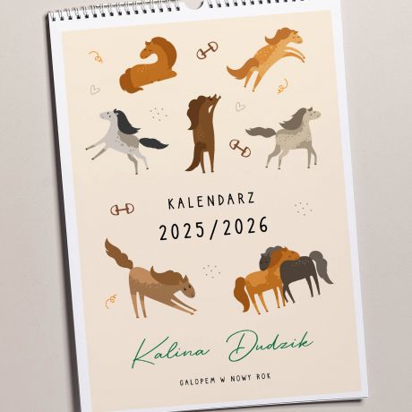 Personalizowany kalendarz CIEKAWOSTKI O KONIACH prezent dla koniary kalendarz personalizowany