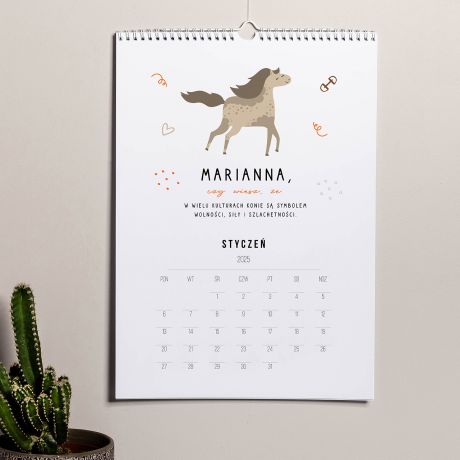 Personalizowany kalendarz CIEKAWOSTKI O KONIACH prezent dla koniary kalendarz personalizowany