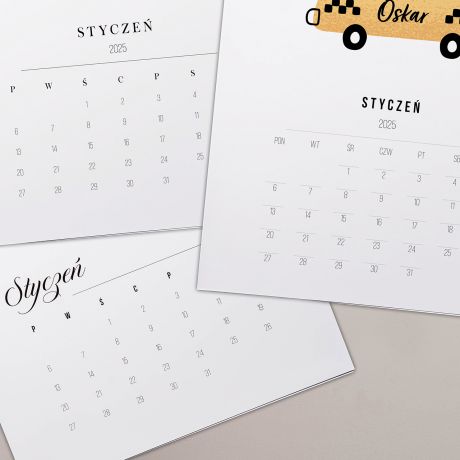 Personalizowany kalendarz dla chopca POJAZDY kalendarz dla dziecka prezent dla chopca