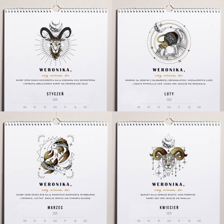 Personalizowany kalendarz ZNAKI ZODIAKU prezent dla zodiakary