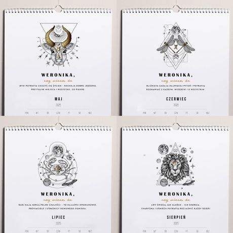 Personalizowany kalendarz ZNAKI ZODIAKU prezent dla zodiakary