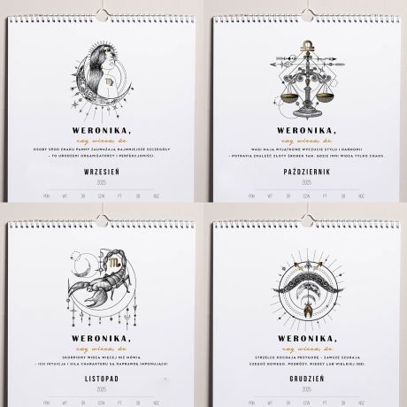 Personalizowany kalendarz ZNAKI ZODIAKU prezent dla zodiakary