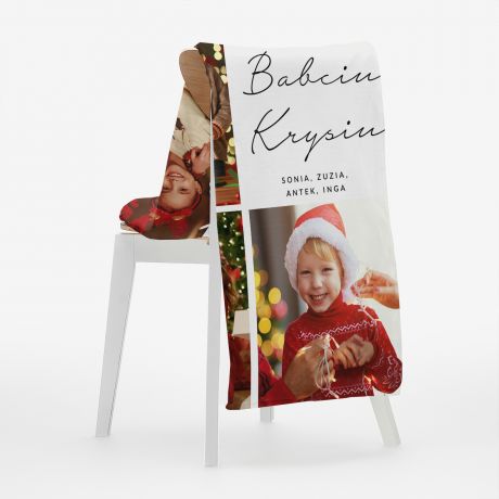 Personalizowany KOC DLA BABCI ze zdjciami wnukw koc witeczny prezent dla babci na wita