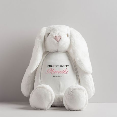 Personalizowany krlik MASKOTKA NA CHRZEST dla dziewczynki