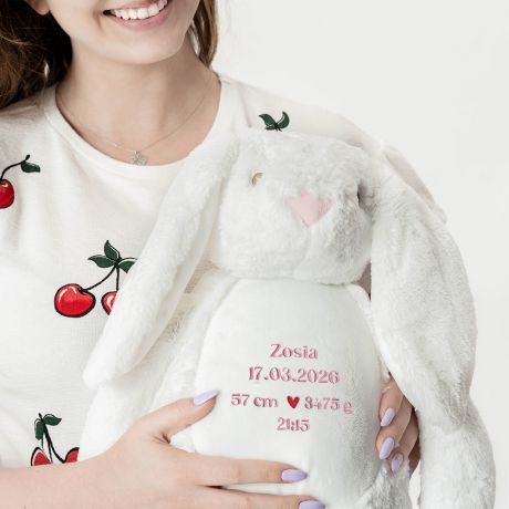 Personalizowany KR�LIK Z METRYCZK� prezent na narodziny dziewczynki prezent dla dziewczynki