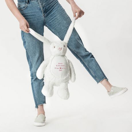 Personalizowany KR�LIK Z METRYCZK� prezent na narodziny dziewczynki prezent dla dziewczynki