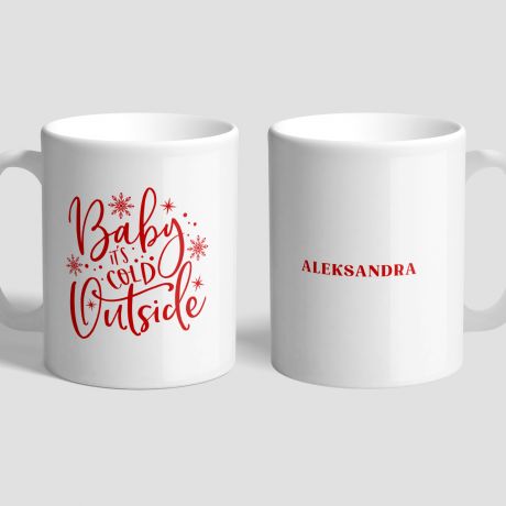 Personalizowany kubek BABY ITS COLD prezent dla zmarzlucha witeczny kubek prezent na wita dla dziewczyny