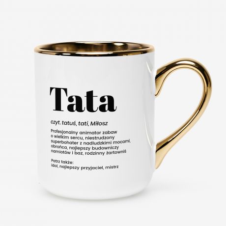 Personalizowany kubek dla taty DEFINICJA bia�o-z�oty kubek na dzie� taty kubek na dzie� ojca prezent dla taty