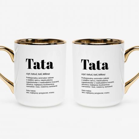 Personalizowany kubek dla taty DEFINICJA bia�o-z�oty kubek na dzie� taty kubek na dzie� ojca prezent dla taty