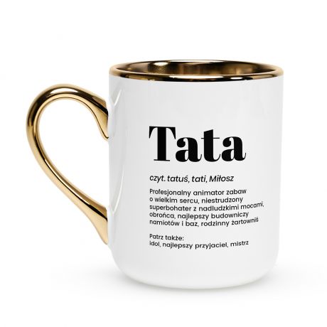 Personalizowany kubek dla taty DEFINICJA bia�o-z�oty kubek na dzie� taty kubek na dzie� ojca prezent dla taty