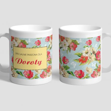Personalizowany kubek dla teciowej KWIATKI