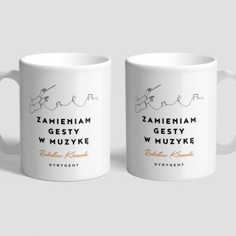 Personalizowany kubek GESTY prezent dla dyrygenta kubek muzyczny prezent dla muzyka