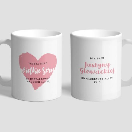 Personalizowany kubek i kawa WIELKIE SERCE zestaw prezentowy dla nauczyciela