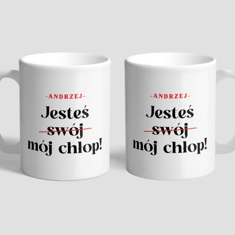 Personalizowany kubek dla niego JESTE MJ CHOP kubek dla Andrzeja prezent na imieniny Andrzeja