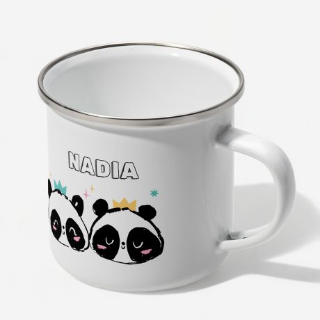 Personalizowany KUBEK Z PAND prezent dla dziecka kubek emaliowany prezent na dzie dziecka