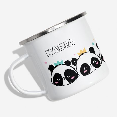 Personalizowany KUBEK Z PAND prezent dla dziecka kubek emaliowany prezent na dzie dziecka