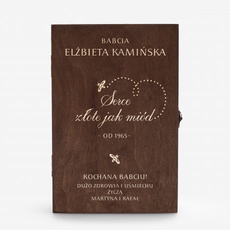 Personalizowany mid pitny SERCE JAK MID prezent dla babci na urodziny