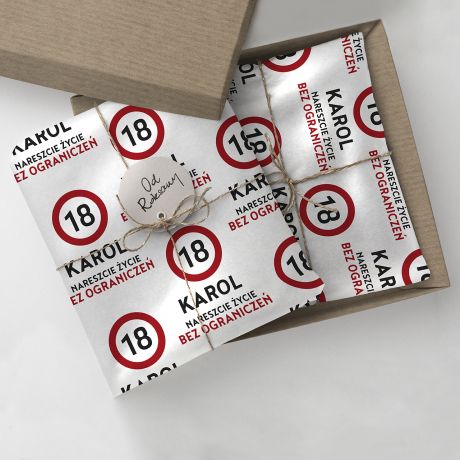 Personalizowany papier do pakowania prezentw ZNAK 18
