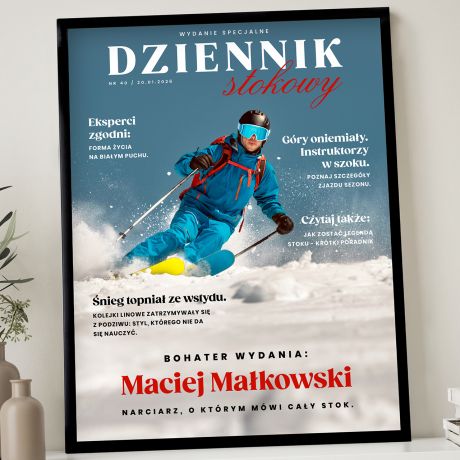 Personalizowany plakat DZIENNIK STOKOWY prezent dla narciarza plakat z w�asnym nadrukiem plakat ze zdj�ciem