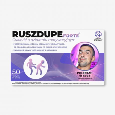 Zestaw prezentowy: mi�t�wki + etykieta do naklejenia RUSZ SI� �mieszny prezent cukierki mi�towe