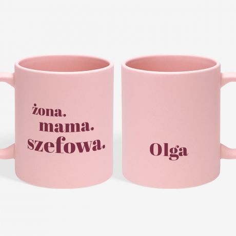Personalizowany rowy kubek dla ony SZEFOWA kubek z imieniem prezent dla ony prezent dla ony na urodziny