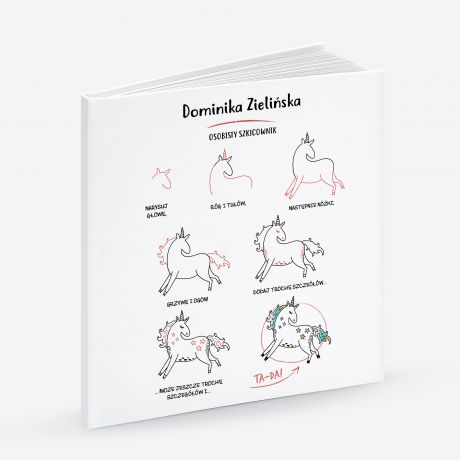 Personalizowany szkicownik dla dziewczynki JEDNOROEC