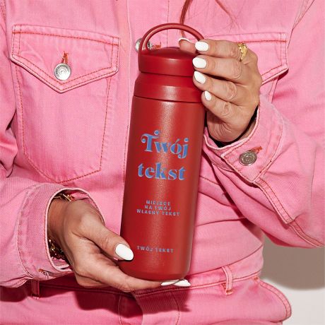 Personalizowany termos z uchwytem TW�J TEKST termos z nadrukiem termos personalizowany termos na kaw�