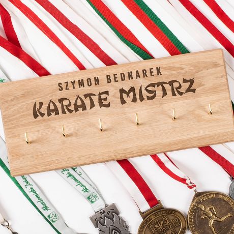 Personalizowany wieszak na medale KARATE MISTRZ prezent dla fana karate