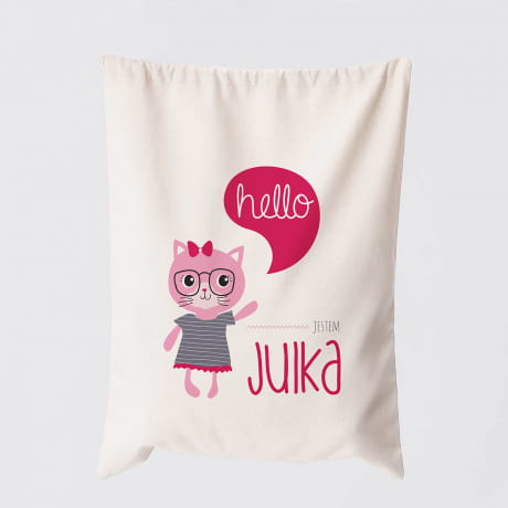 Personalizowany worek do przedszkola HELLO prezent dla dziewczynki worek do przedszkola dla dziewczynki