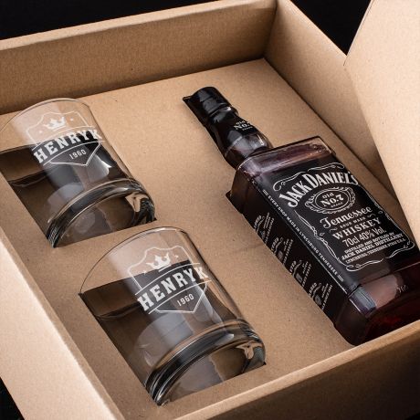 Jack Daniel's ze szklankami ZESTAW URODZINOWY DLA MʯCZYZNY