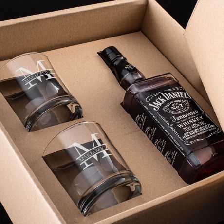 Jack Daniels ze szklankami PREZENT NA URODZINY