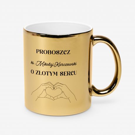 Personalizowany z�oty kubek dla proboszcza O Z�OTYM SERCU prezent dla ksi�dza kubek z�oty
