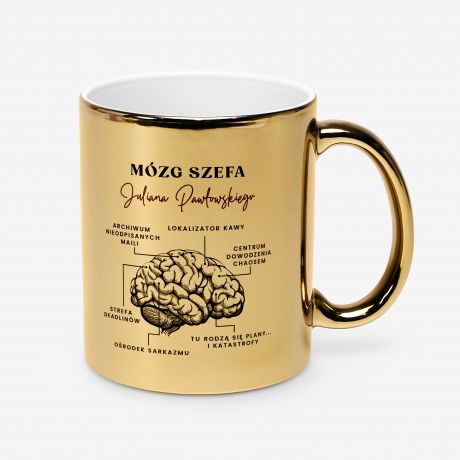 Personalizowany z�oty kubek M�ZG �mieszny prezent dla szefa
