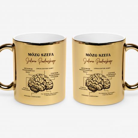 Personalizowany z�oty kubek M�ZG �mieszny prezent dla szefa
