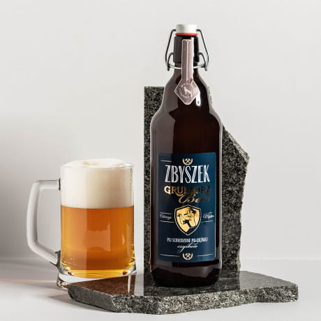 Piwo litrowe GRUBIORZ BEER prezent dla grnika prezent na Dzie Grnika prezent na Barbrk