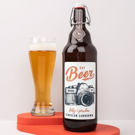 Piwo litrowe SAY BEER prezent dla fotografa