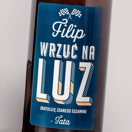 Litrowe piwo prezent z okazji ZDANEGO EGZAMINU NA PRAWO JAZDY