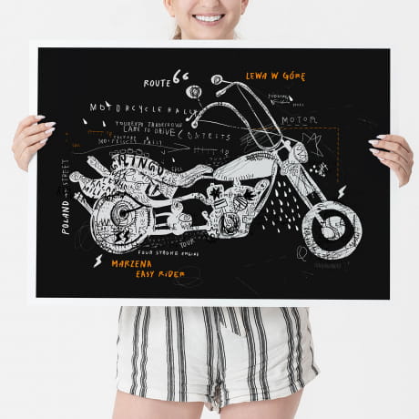 Plakat motocyklowy PREZENT DLA MOTOCYKLISTY NA URODZINY