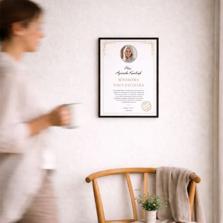 Plakat ze zdj�ciem WZOROWY NAUCZYCIEL prezent na zako�czenie roku szkolnego