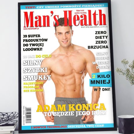 Plakat personalizowany 31x41 cm MANS HEALTH prezent dla niego prezent dla chopaka lubicego siowni