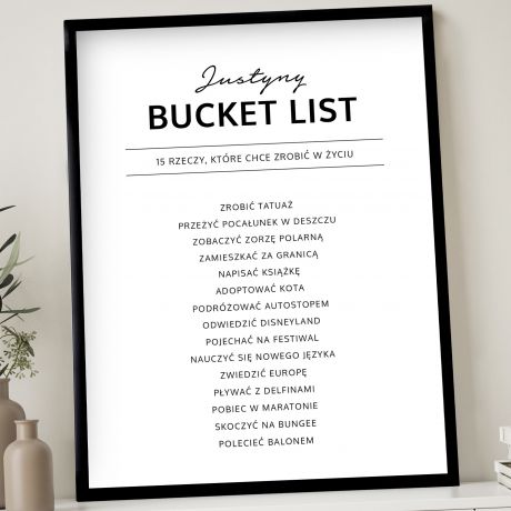 Personalizowany plakat BUCKET LIST kreatywny prezent dla przyjaciki