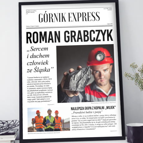 Plakat personalizowany GRNIK EXPRESS 31x41 cm prezent dla grnika prezent na Dzie Grnika prezent na Barbrk