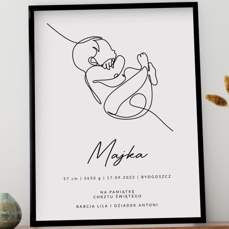 Plakat dla niemowlaka METRYCZKA NA CHRZEST