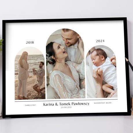 Personalizowany plakat NASZA HISTORIA ze zdjciami plakat rodzinny prezent dla rodziny prezent rodzinny