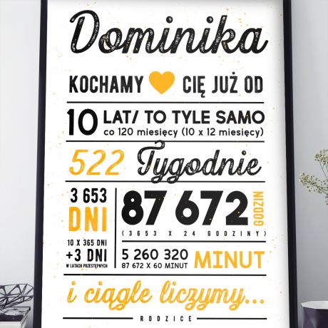 Plakat personalizowany PREZENT DLA 10 LATKI NA URODZINY