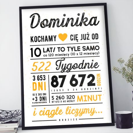 Plakat personalizowany PREZENT DLA 10 LATKI NA URODZINY